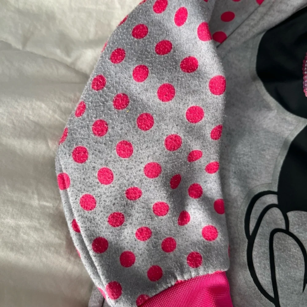 Kids Minnie Mouse Hoodie - Pink and Grey - Picture 5 of 7